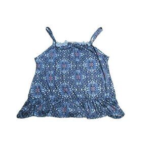 Allison Brittney Shirt Womens 2X Geometric Paisley‎ Sleeveless Tank Flowy Blouse